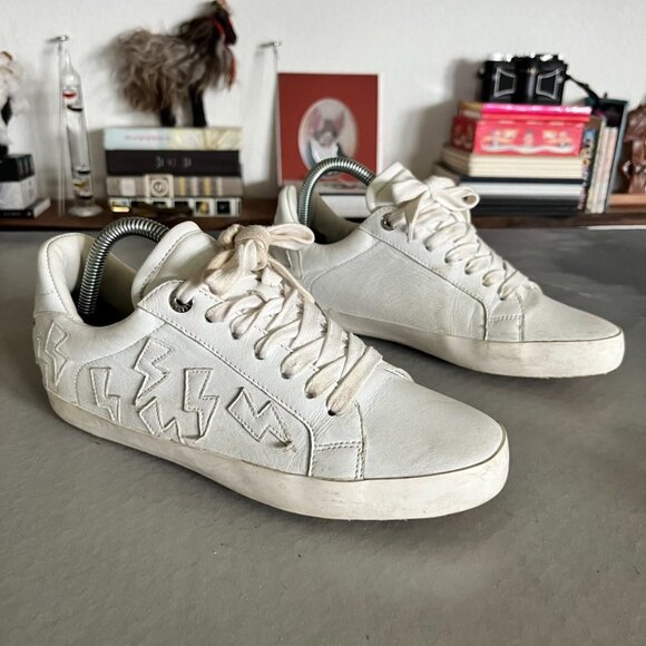 Zadig & Voltaire Flash Raised Lighting Bolt Leather Low Top Sneakers - Picture 1 of 11